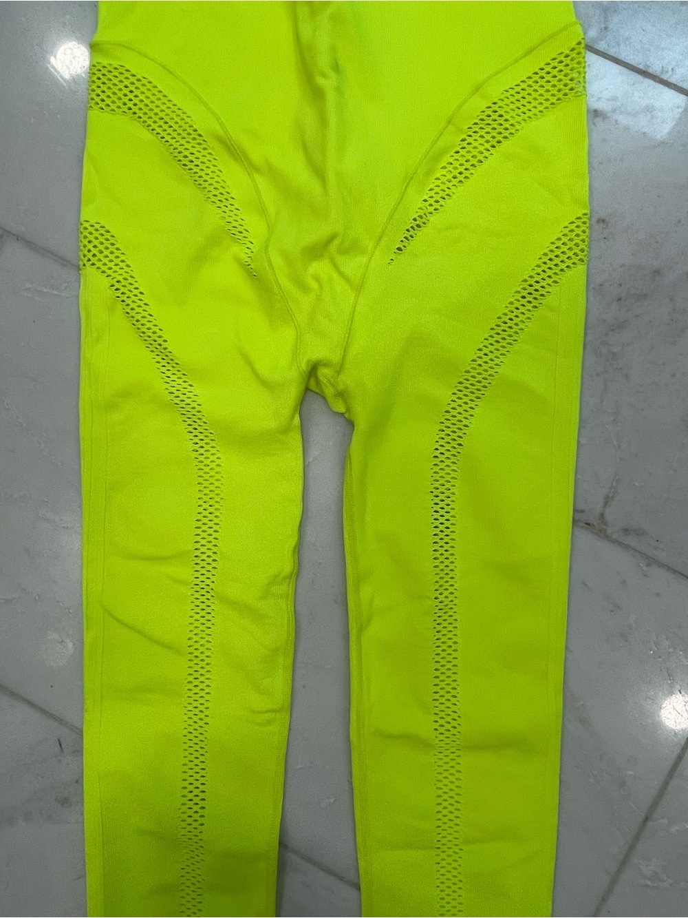 Beyonce Adidas X IVY PARK Neon Yellow Mesh-Panel Halter Jumpsuit size XL - Picture 4 of 15